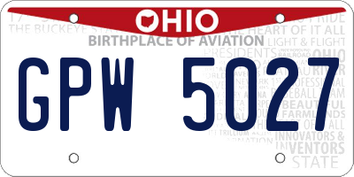 OH license plate GPW5027