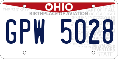 OH license plate GPW5028