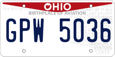 OH license plate GPW5036