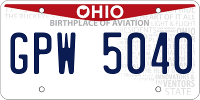 OH license plate GPW5040