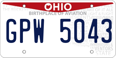 OH license plate GPW5043