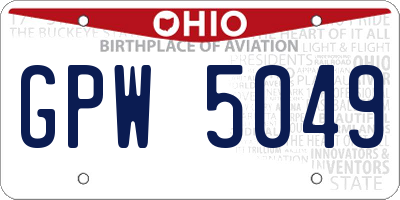 OH license plate GPW5049
