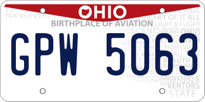 OH license plate GPW5063