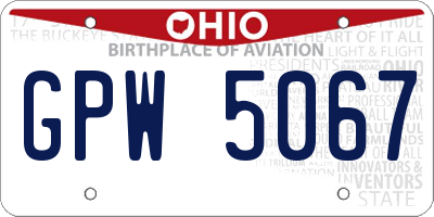 OH license plate GPW5067