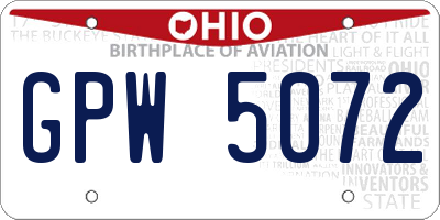 OH license plate GPW5072