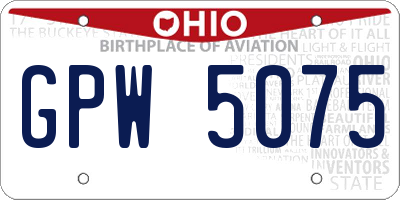 OH license plate GPW5075