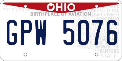 OH license plate GPW5076