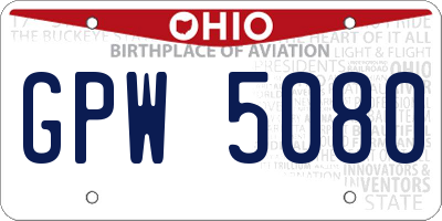 OH license plate GPW5080