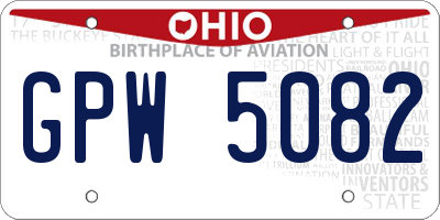 OH license plate GPW5082