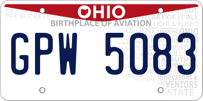 OH license plate GPW5083