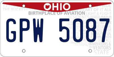 OH license plate GPW5087