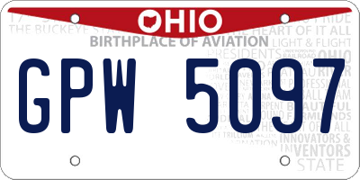 OH license plate GPW5097