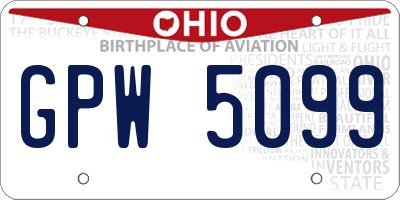 OH license plate GPW5099