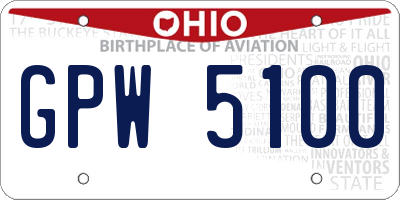 OH license plate GPW5100