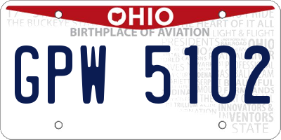 OH license plate GPW5102