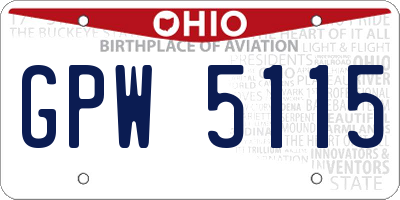 OH license plate GPW5115