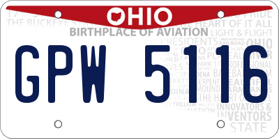 OH license plate GPW5116