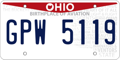 OH license plate GPW5119
