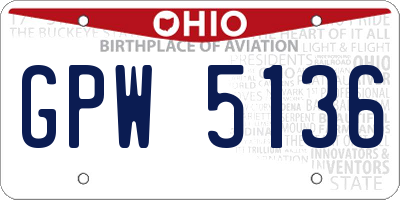 OH license plate GPW5136