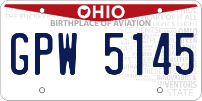 OH license plate GPW5145