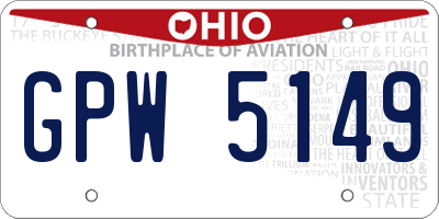 OH license plate GPW5149