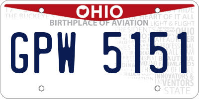 OH license plate GPW5151