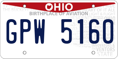OH license plate GPW5160