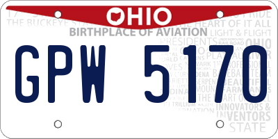 OH license plate GPW5170