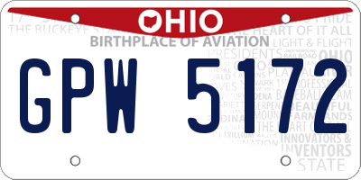 OH license plate GPW5172