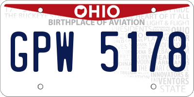 OH license plate GPW5178