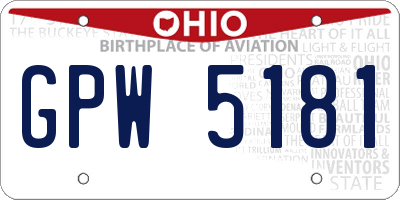 OH license plate GPW5181