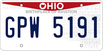 OH license plate GPW5191