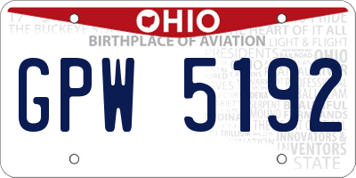 OH license plate GPW5192