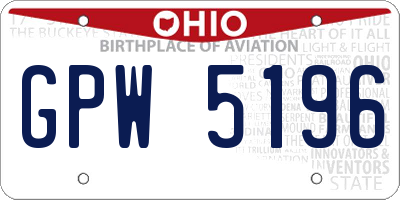 OH license plate GPW5196