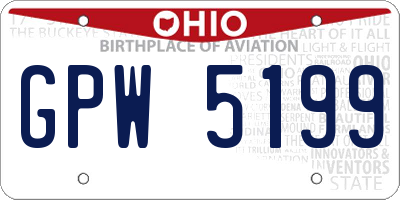 OH license plate GPW5199