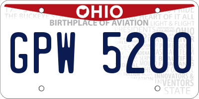 OH license plate GPW5200