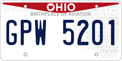 OH license plate GPW5201