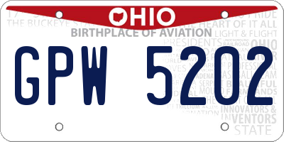 OH license plate GPW5202