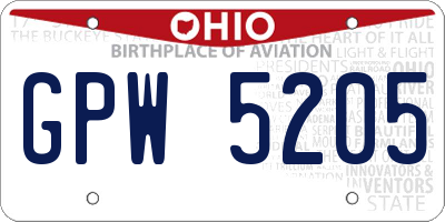 OH license plate GPW5205