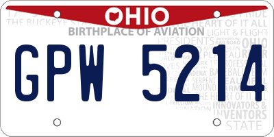 OH license plate GPW5214