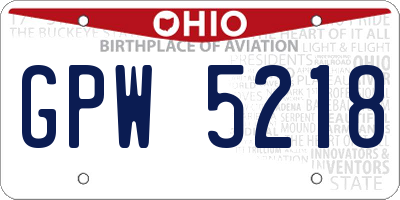 OH license plate GPW5218