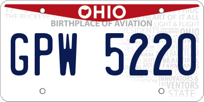 OH license plate GPW5220