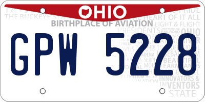 OH license plate GPW5228
