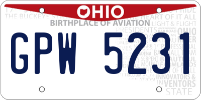 OH license plate GPW5231