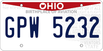 OH license plate GPW5232