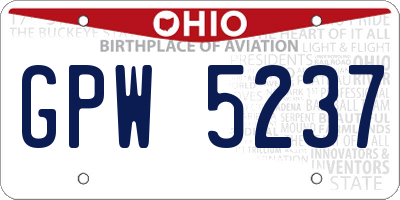 OH license plate GPW5237