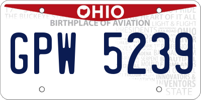 OH license plate GPW5239
