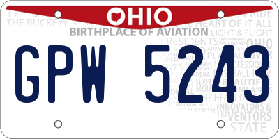 OH license plate GPW5243
