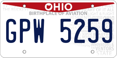 OH license plate GPW5259