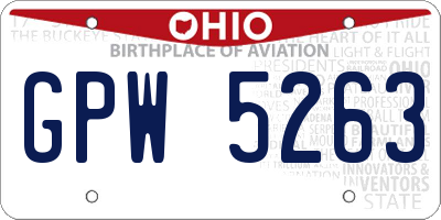 OH license plate GPW5263